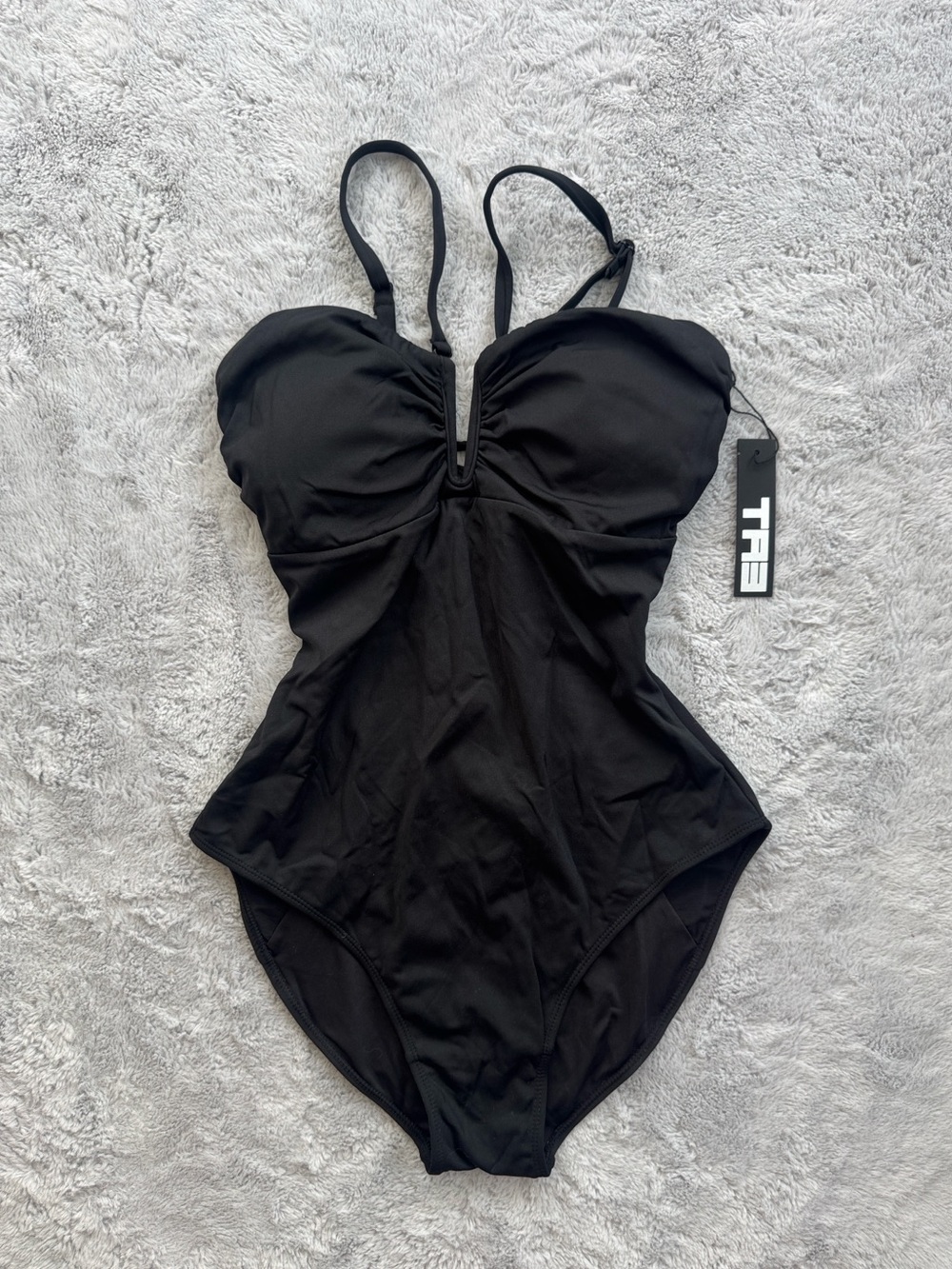 TA3 Converty Snatched Waist Lace Up Corset Back Swimsuit Black Medium Short
